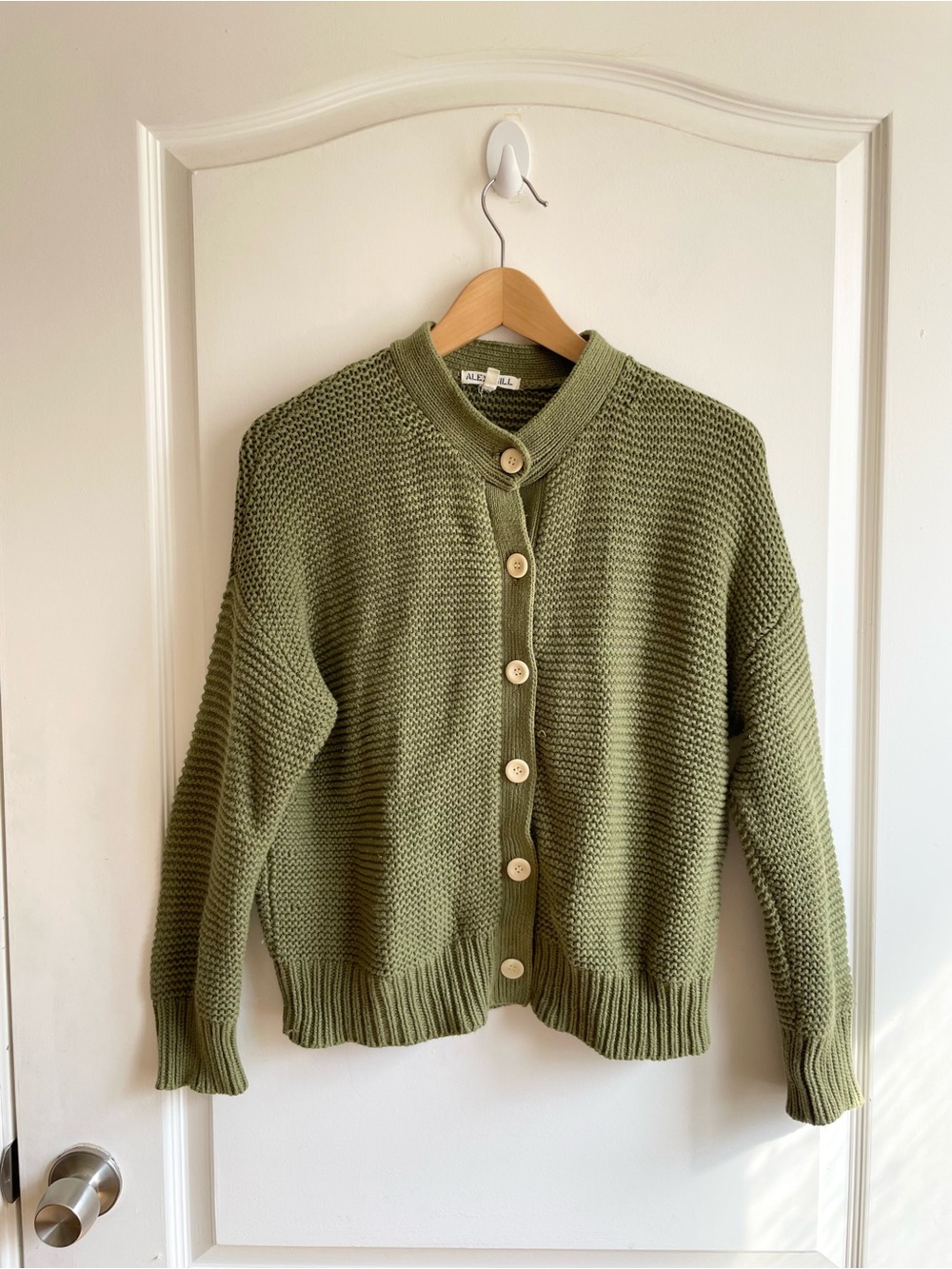 Alex Mill Nico Chunky Cardigan Sweater Green Knit Size M Cotton Capsule